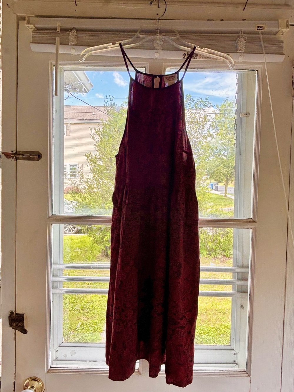 Sleeveless Burgundy Paisley Dress